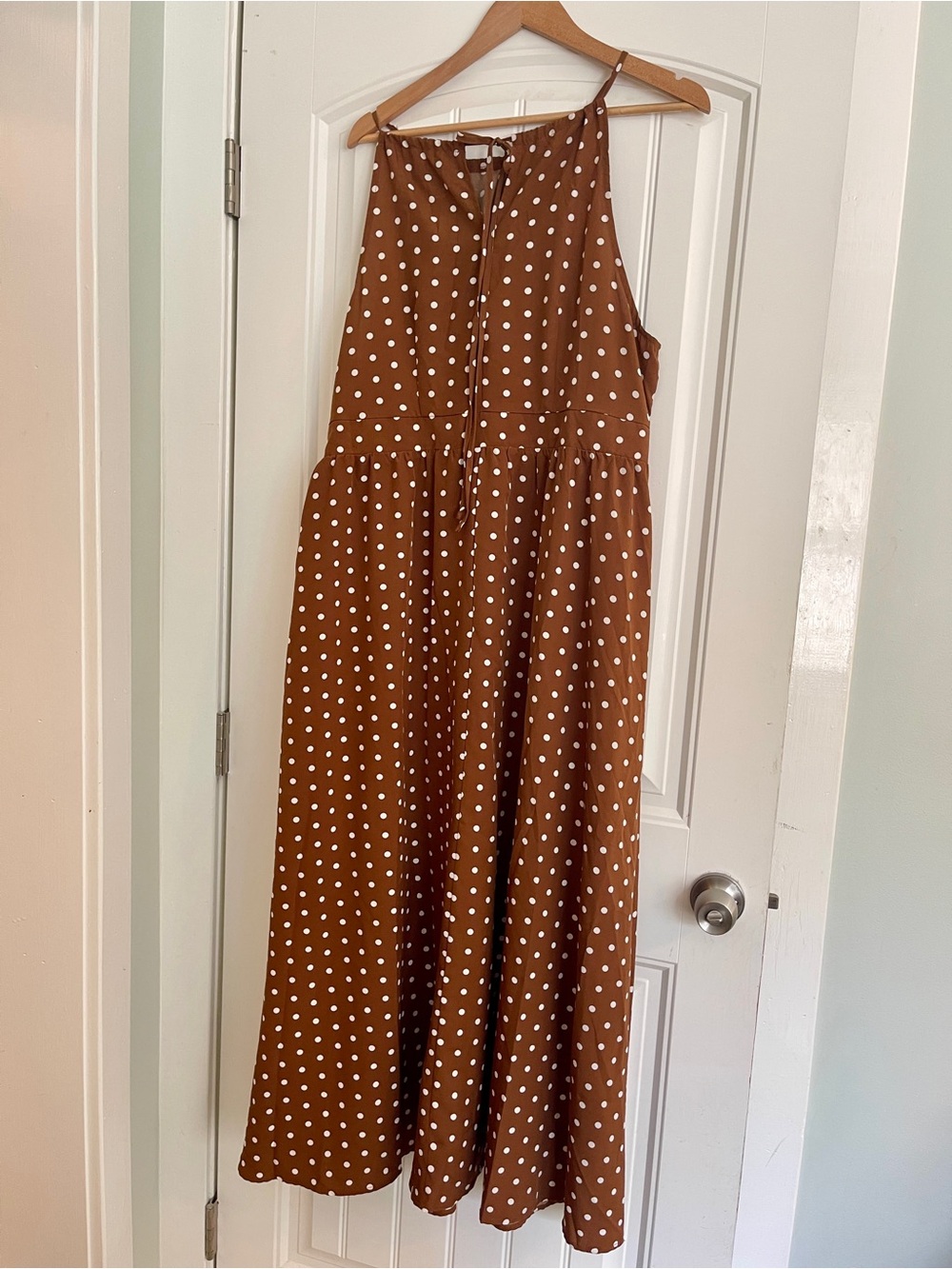SHEIN Brown Maxi Skirt with White Polka Dots - Picture 4 of 7